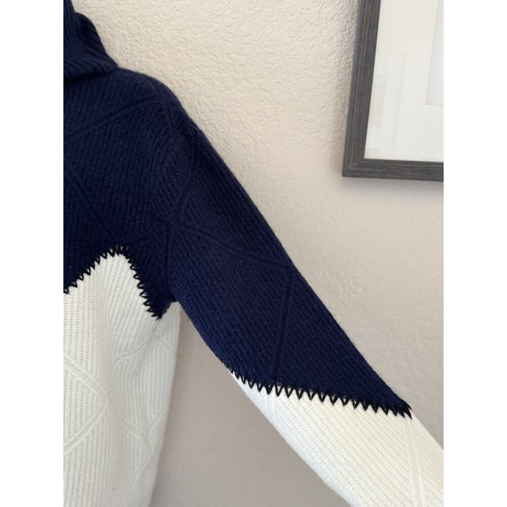Tuckernuck Hyacinth House Sweater Navy White Diamond Demi Turtleneck Small - Picture 6 of 10